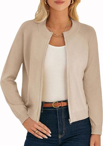 GRACE KARIN Womens Long Sleeve Zip Up Cardigan Sweaters Lightweight Zip Up Sweaters Casual Jackets Knitted Sweatershirts in Saudi Arabia