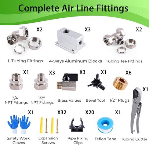 تسوق مجموعة Air Line Kit 3/4" × 100'&200'&300' أنابيب هواء HDPE-Aluminum-HDPE، طقم خطوط هواء مضغوط لملحقات ضاغط الهواء، طقم ضاغط هواء مانع للتسرب وسهل التركيب in Saudi Arabia