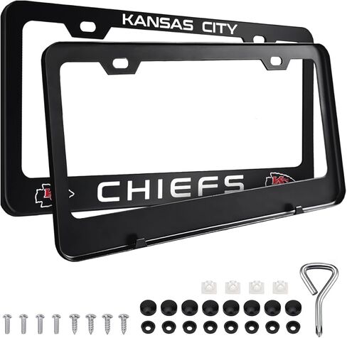 2PCS Black License Plate Frames, Car License Plate Bracket Holder, Premium Aluminum Alloy Weather Proof License Plate Covers with Screw Caps Cover Set Car Accessories in Saudi Arabia
