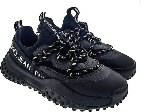 حذاء رياضي VERSACE JEANS COUTURE للرجال باللون الأسود ذو الشعار المنخفض in Saudi Arabia