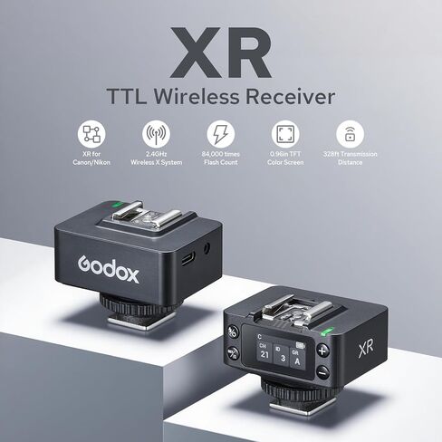 جهاز استقبال فلاش لاسلكي Godox XR TTL لكاميرا Canon Nikon، ترقية Godox X1R، مزامنة الزناد عن بعد 2.4G HSS مع X3/X3Pro، بطارية مدمجة، إطلاق مصراع لاسلكي 32 قناة، واجهة متعددة Hotshoe in Saudi Arabia