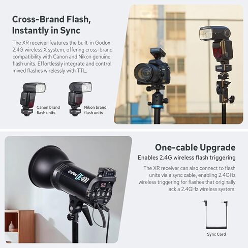جهاز استقبال فلاش لاسلكي Godox XR TTL لكاميرا Canon Nikon، ترقية Godox X1R، مزامنة الزناد عن بعد 2.4G HSS مع X3/X3Pro، بطارية مدمجة، إطلاق مصراع لاسلكي 32 قناة، واجهة متعددة Hotshoe in Saudi Arabia