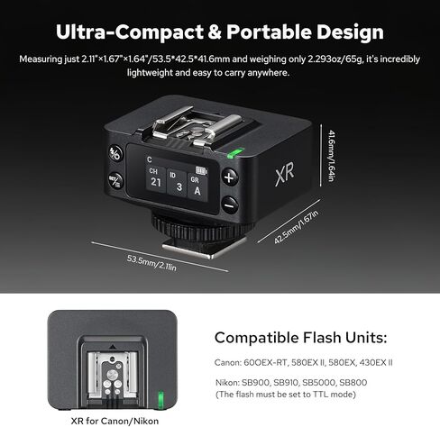 جهاز استقبال فلاش لاسلكي Godox XR TTL لكاميرا Canon Nikon، ترقية Godox X1R، مزامنة الزناد عن بعد 2.4G HSS مع X3/X3Pro، بطارية مدمجة، إطلاق مصراع لاسلكي 32 قناة، واجهة متعددة Hotshoe in Saudi Arabia