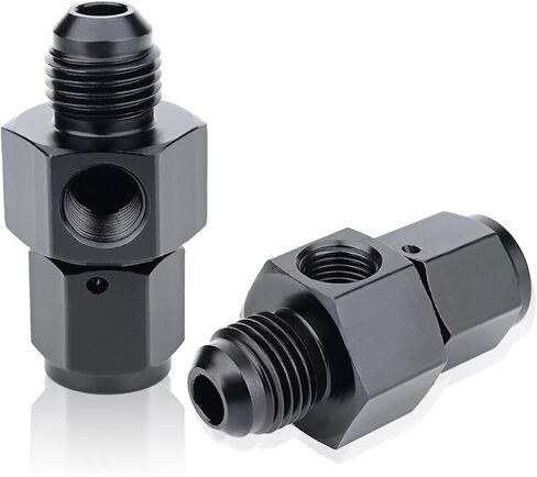 8AN Male Flare to -8 Female Swivel with 1/8 NPT Gauge Port Fuel Pressure Gauge Take Off Fitting Adapter Anodized Black.（2PCS） in Saudi Arabia