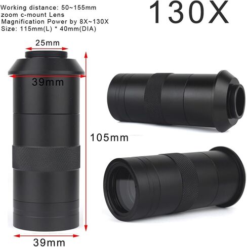 مجهر صناعة العدسات كاميرا فيديو مجهر C Mount Lens 130 مضاعفات تكبير قابل للتعديل تكبير 130X C-Mount مجهر عدسات للمجهر البصري in Saudi Arabia