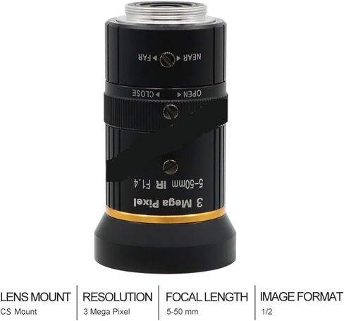 Microscopes Lens CCTV Security Camera 5-50mm Lens 3MP 1/2.7" F1.4 Manual Iris CS Mount Lens for Outdoor Surveillance Live Broadcast Camera Lens Microscope Eyepieces for Optical Microscope in Saudi Arabia