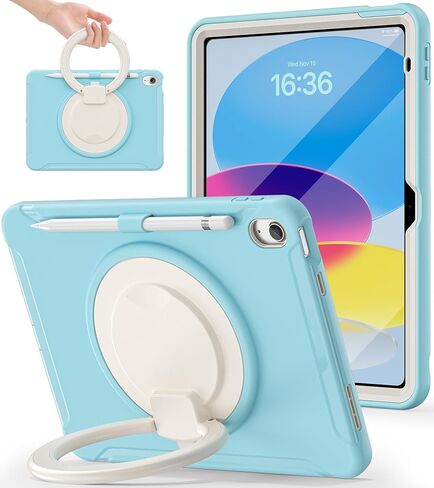 BATYUE Case for iPad (A16) 11th/10th Generation 10.9'' inch 2025/2022, Rugged Protective Shockproof Cover for Kids Girls with Screen Protector, 360° Rotating Stand, Pencil Holder, Emerald Green in Kuwait