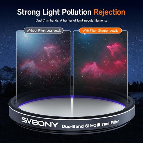 درج مرشح التلسكوب SVBONY SV226 M54 مع حزمة محول M54-M48 مع مرشح سديم SV220 SII وOIII 7 نانومتر ثنائي النطاق 2 بوصة، مما يعزز تباين التصوير للتصوير الفلكي in Saudi Arabia