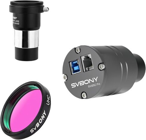 SVBONY SV305C Pro Telescope Camera, USB 3.0 High-Speed Transmission, 2MP IMX662 Sensor 128MB DDR Buffer with 1.25" UHC Filter, 2X Barlow Lens in Saudi Arabia