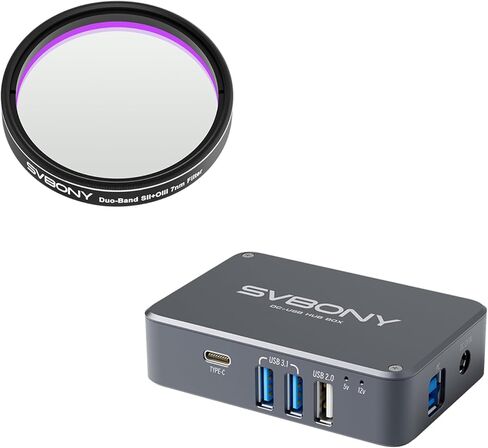 محول طاقة تلسكوب علم الفلك SVBONY SV241، حزمة صندوق محور USB صغير DC مع مرشح سديم SV220 SII وOIII 7 نانومتر ثنائي النطاق 2 بوصة، مما يعزز تباين التصوير للتصوير الفلكي in Saudi Arabia