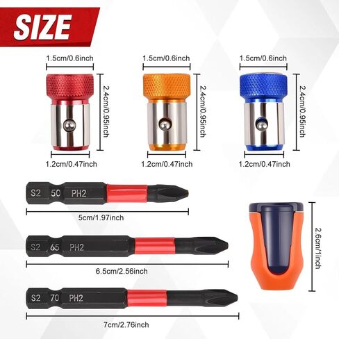 SPEEDWOX 3Pcs Magnetic Screw Ring With 3Pcs Screwdriver Bit Set Replacement,1Pc Removable Screwdriver Magnetizer Compatible with 1/4 Inch/6.35 mm Hex Screwdriver Head and Power Bits in Saudi Arabia