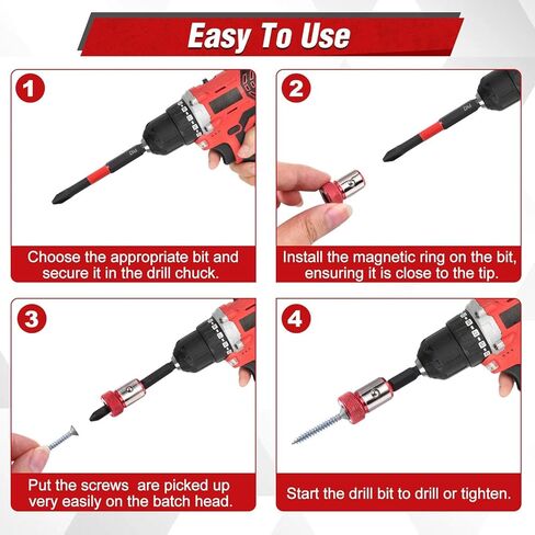 SPEEDWOX 3Pcs Magnetic Screw Ring With 3Pcs Screwdriver Bit Set Replacement,1Pc Removable Screwdriver Magnetizer Compatible with 1/4 Inch/6.35 mm Hex Screwdriver Head and Power Bits in Saudi Arabia
