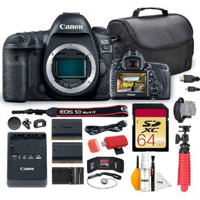 Canon EOS 5D Mark IV DSLR Camera Bundle | 30.4MP Full-Frame CMOS Sensor, Dual Pixel AF & 4K Video | for Pro Photography, Weddings, Portraits & Events (1483C002) + 64GB Card + Battery + Charger + More in Kuwait