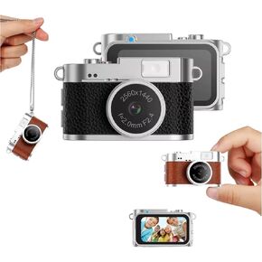 Bewinner Mini Keychain Camera, 2K FHD Video Recorder 2MP Digital Camera with 1.47 Inch Color Screen & Built in 4 Filters LED Flash, Rechargeable Small Retro Cameras for Travel Vlog (Black) in Saudi Arabia