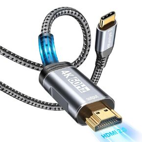 Hkyoriyoi USB C إلى HDMI Cable 6ft [4K@60Hz ، Thunderbolt 3/4/5] من النوع C إلى HDMI 2.0 مضفر سلك [مضاد للتداخل ، المقابس المطلية بالذهب] لسلسلة iPhone 16/15 ، MacBook ، iPad Pro/Air ، Galaxy S8 إلى S25 ، ETC ، in Kuwait