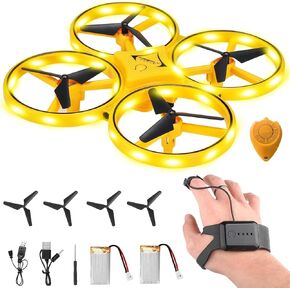 2026 Upgraded Hand Controlled Drone for Kids Small Rc Quadcopter Aircraft With Smart Watch, Cool LED Remote Control Drone 360° Flips, 3 Modes, 2 Larger Capacity Batteries in Saudi Arabia