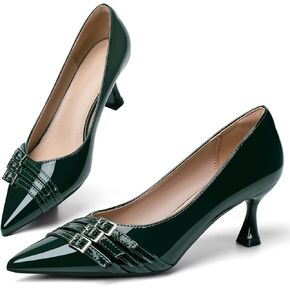 Women's Kitten Heels Leather Comfortable Closed Toe Pointed Toe Pumps Stiletto Heeled Dress Shoes for Women Classic Wedding Party Work Pump Shoes in Kuwait