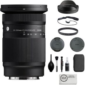 Sigma 20-200mm f/3.5-6.3 DG Contemporary Lens Compatible with Sony E Mount (Full Frame) Bundle with UV Filter + Lens Cap Keeper + Cleaning Kit + Cleaning Cloth (5 Items) in Kuwait