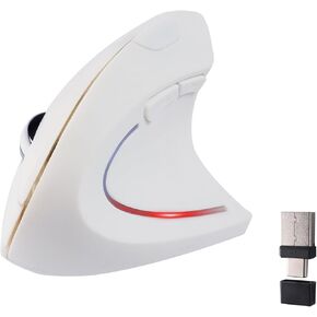 الماوس اللاسلكي الرأسي المريح - واجهة USB C المزدوجة ، متوافقة مع متعددة الأجهزة ، يقلل من التعب اليدوي لأجهزة الكمبيوتر وأجهزة الكمبيوتر المحمولة ، للأصدقاء والعائلة (أسود) in Kuwait