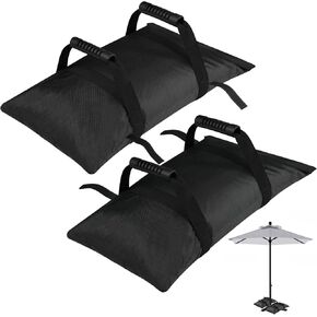 130LBS Extra Large Umbrella Base Weight Set of 2, Patio Fillable Sand Bags for Weight, Heavy-Duty Furniture Outdoor Weights for Umbrella Stand Patio Garden Backyard, Black(Without Sand) in Kuwait