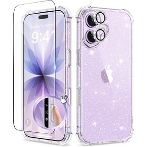 Berfy for iPhone 17 Pro Max Case for Women ، متوافقة مع Magsafe ، و Clate Groom Prackproof Presctrection Case ، ومضاد للأصفر ، مع حامي الشاشة وعدسة الكاميرا الماس 6 6.9 "، Sparkle Clear in Kuwait