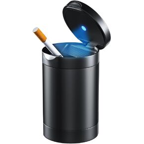 منفضة سجائر السيارة، صينية رماد السيارة مع غطاء مقاوم للرائحة، منفضة سجائر حامل أكواب من الفولاذ المقاوم للصدأ قابلة للفصل مع إضاءة LED تلقائية، لمعظم السيارات والمكتب والمنزل (رمادي) in Kuwait