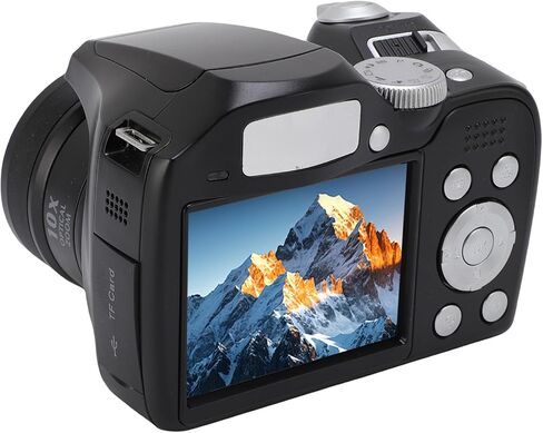 Fabater Digital Camera, 4K 60M DSLR Camera with LED Flash LCD Screen CMOS, 12x Optical 6X Digital Zoom, Retro Video Recorder for Travel Portrait Scenery Photography (Black) in Saudi Arabia