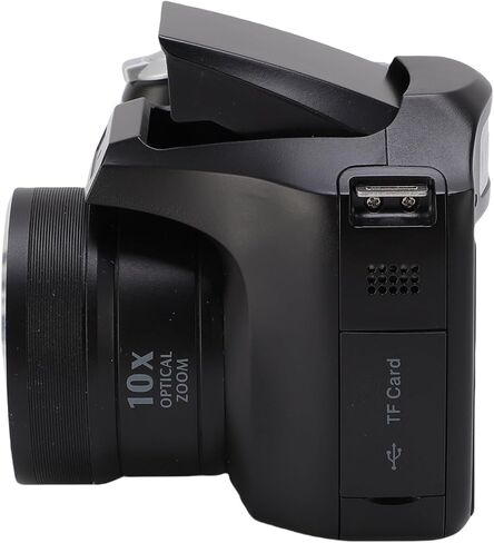 Fabater Digital Camera, 4K 60M DSLR Camera with LED Flash LCD Screen CMOS, 12x Optical 6X Digital Zoom, Retro Video Recorder for Travel Portrait Scenery Photography (Black) in Saudi Arabia