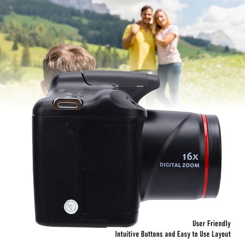 كاميرا Pomya DSLR، كاميرا رقمية بدقة 16 ميجابكسل 1080 بكسل عالية الدقة مع تركيز تلقائي تكبير 16x وشاشة 2.4 بوصة، لمدونات الفيديو الفوتوغرافية أثناء السفر in Kuwait