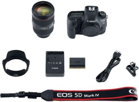 كاميرا Canon EOS 5D Mark IV DSLR مع مجموعة عدسات مقاس 24-105 مم f/4L هي II USM | مستشعر 30.4 ميجابكسل، Dual Pixel AF وفيديو 4K | للمناسبات والتصوير الاحترافي (1483C010) + بطاقة 64 جيجابايت + بطارية + شاحن + المزيد in Saudi Arabia