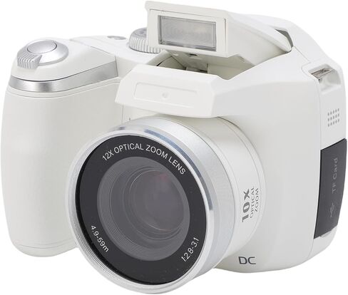 Fabater Digital Camera, 4K 60M DSLR Camera with LED Flash LCD Screen CMOS, 12x Optical 6X Digital Zoom, Retro Video Recorder for Travel Portrait Scenery Photography (Black) in Saudi Arabia