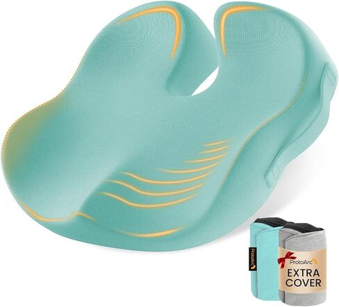 وسادة مقعد بروتوارك لتخفيف آلام عظم الذيل، وسادة كرسي المكتب، وسادة مقعد مريحة من إسفنج الذاكرة للمنزل، السيارة، الكرسي المتحرك، وسادة تخفيف الضغط للورك، العصعص، راحة طوال اليوم - أسود in Kuwait