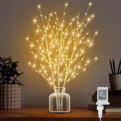 33in Lighted Birch Tree with 180 LED Lights, Twinkling Light Up Tree with Timer, DIY Flexible Lighted Branches for Home Décor, Bedroom, Wedding, Party in Saudi Arabia