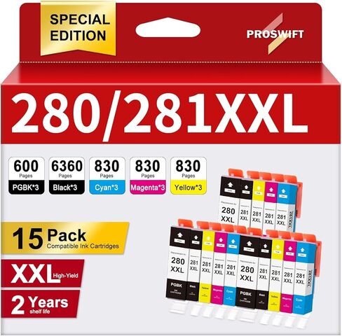 10 Pack 280 281 XXL Ink Cartridges Replacement for Canon PGI-280 281 Cartridge 280XXL 281XXL for Pixma TR8620a TR8620 TR8520 TR8600 TR7520 TS702a TS9520 TS9521C TS6120 TS6220 TS9120 TS6320 TS8220 in Kuwait