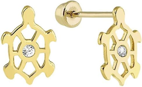 Boribta Real 14k solid Yellow Gold Stud Earrings with Screw back for Women Girls Men for Sensitive ears Small & Minimalist Studs Jewelry for mother's Day Gifts (Flat Round(6mm) in Saudi Arabia