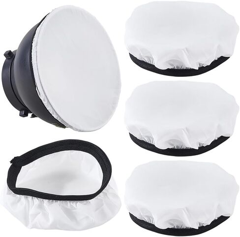 CREATCABIN 4Pcs Diffuser Lamp Cover Light Diffuser Sock White Soft Lampshade Reflector Lamp Sock Round Shade Cloth for Photography Studio Strobe Standard Reflectors Flash Light 105mm in Saudi Arabia