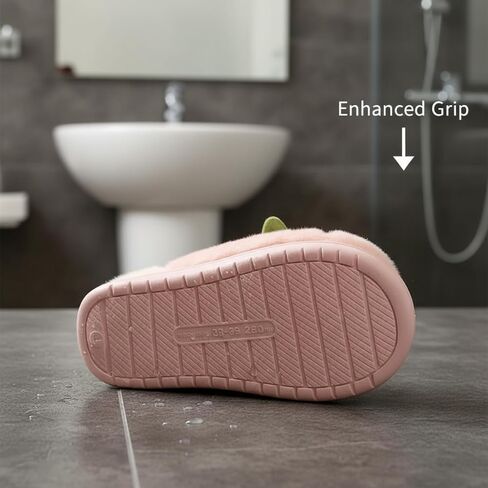 Women's Kawaii Strawberry Plush Slippers, Soft Fluffy Anti-Skid Warm Cozy Indoor Home Shoes for Winter Relaxing Comfort in Saudi Arabia