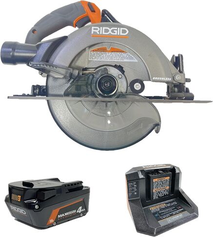 RIDGID 18V بدون فرش لاسلكي 7-1 / 4 بوصة طقم منشار دائري مع بطارية وشاحن أقصى إخراج - R8657KN - معبأة بكميات كبيرة in Kuwait