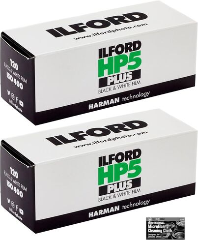 Ilford HP5 Plus 400 فيلم سلبي بالأبيض والأسود 400 ISO (120 فيلم لفة) - عبوتان بقطعة قماش in Saudi Arabia