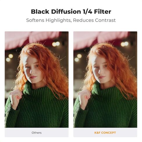 K&F CONCEPT Black Diffusion 1/4 & MCUV مجموعة مرشح الحماية وحلقة المحول المتوافقة مع Canon PowerShot V1، 18 طلاء متعدد الطبقات، للفيديو ومدونة الفيديو والتصوير الفوتوغرافي (سلسلة K) in Saudi Arabia