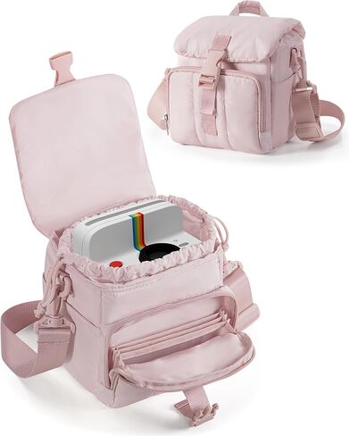 حافظة كاميرا فورية متوافقة مع سلسلة Polaroid Now 3rd وGo Gen2، حقيبة حماية للكاميرا مع حزام وجيوب قابلة للتعديل، وردي in Saudi Arabia
