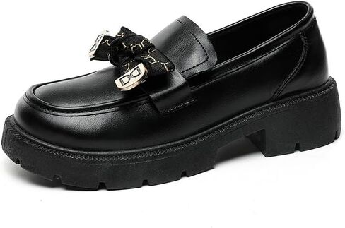 Platform Loafers for Women Chunky Heel Lug Sole Loafers Slip Ons Round Toe Work Shoes in Kuwait