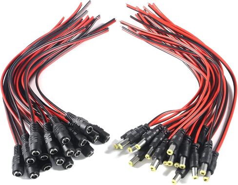 5 Pairs 12V 5A DC Power Pigtail Barrel Plug Connector Cable, 2.1mm x 5.5mm Male Female DC Pigtail Connectors for CCTV Security Camera and 12V Power Supply Adapter in Saudi Arabia