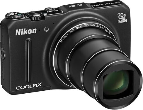 كاميرا Nikon COOLPIX S9700 16.0 ميجابكسل Wi-Fi رقمية مع عدسة تكبير 30x NIKKOR ونظام تحديد المواقع العالمي وفيديو عالي الدقة 1080 بكسل (أسود) in Kuwait