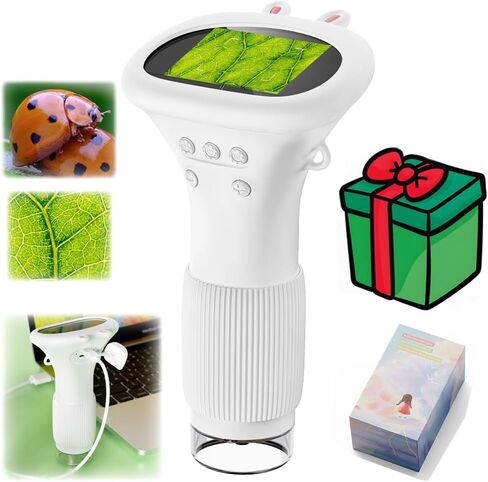 Minilabbies Digiscope Pro - Advanced Digital Microscope, Mini Microscope for Kids, 200x Zoom, HD IPS Color Screen, Internal Storage (White) in Saudi Arabia
