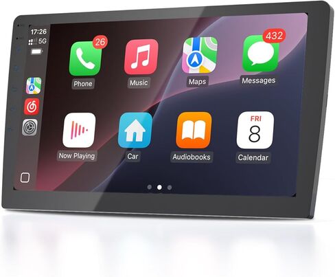 10.1" Single Din Car Radio with Rotatable Touchscreen, Wireless CarPlay, Android Auto, GPS Navigation, Bluetooth, Hi-Fi Sound, Voice Control, Backup Camera, 1080P in Kuwait