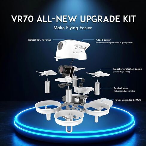 مجموعة طائرات بدون طيار APEXFPV FPV، طائرة بدون طيار للمبتدئين، وضع المدرب، وضع السلحفاة، الصندوق الأسود، جهاز تنبيه مضاد للخسارة، نقطة ثابتة للتدفق البصري، مقاومة للسقوط، لديها دروس فيديو.VR70-4.0 in Kuwait
