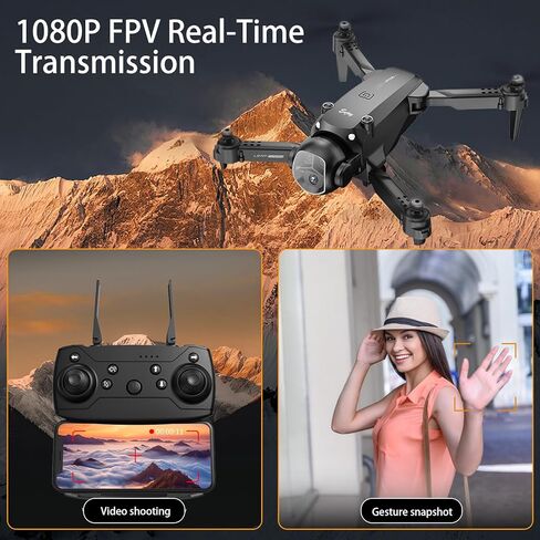 Drone with Dual Camera for Adults Beginners, FPV Foldable RC Quadcopter Toys, Helicopter Toys, 1080P HD Camera Drone, Altitude Hold, One Key Take-off/Landing, 3D Flips, Waypoints fly in Saudi Arabia