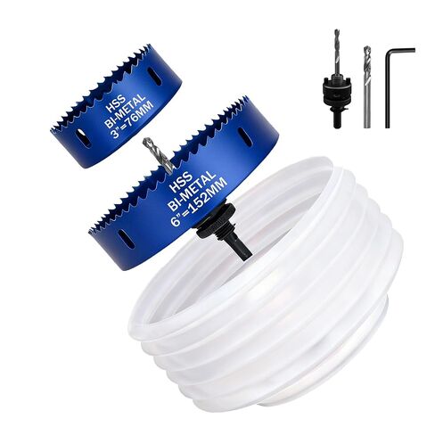 6 Inch & 3 Inch Hole Saw with Dust Bowl for 95% Dust Colletcion, Bi-Metal Hole Saw Set for Recessed Lights and Can Lights, Drill Hole Cutter Kit for Wood, Drywall, Plastic, Thin Metal in Saudi Arabia