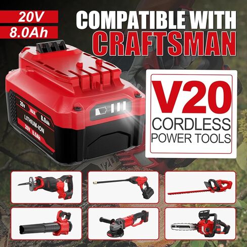 2PACK 20V 8.0Ah بطارية بديلة لبطارية ليثيوم أيون Craftsman V20 CMCB204 CMCB205 CMCB206، متوافقة مع أدوات الطاقة اللاسلكية Craftsman 20V in Kuwait